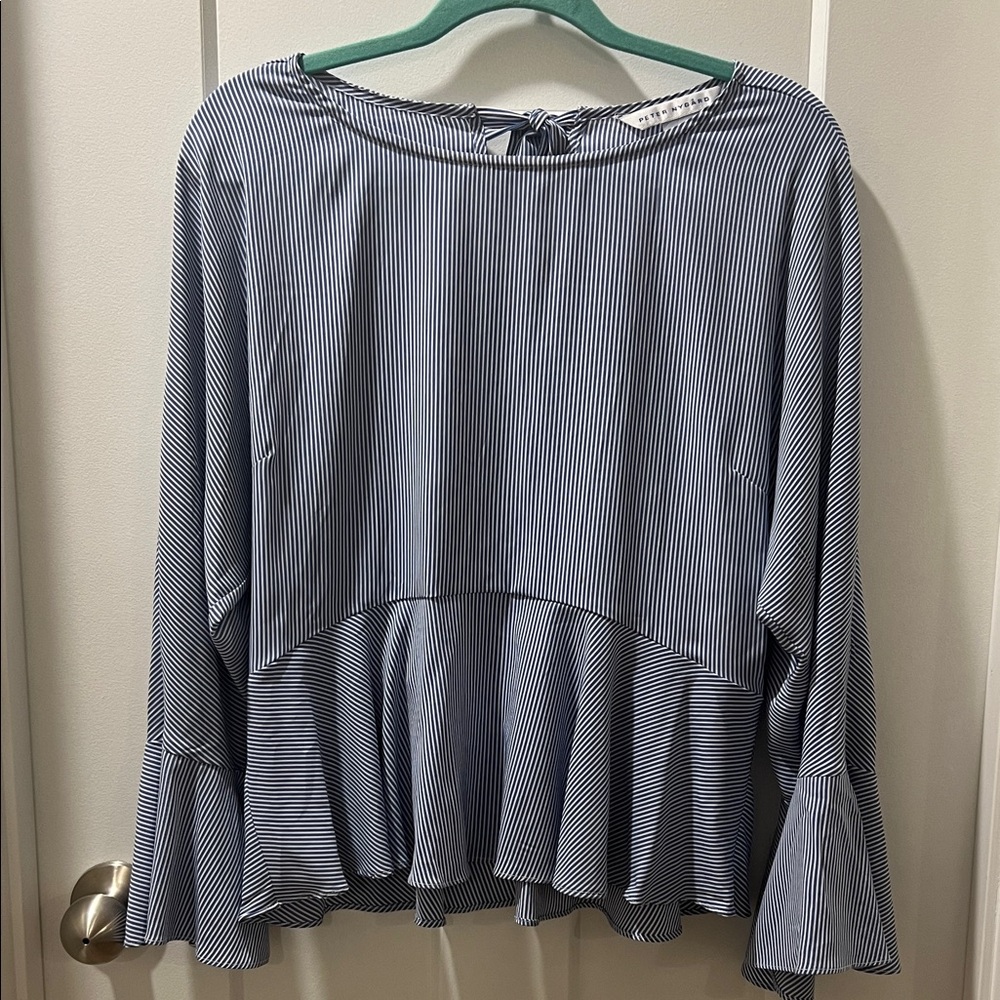 Peter Nygard Blue and White Striped Blouse